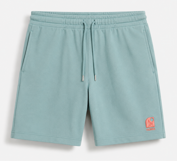 Pantalón corto orgánico HONO Wave bordado-Teal Mostera-