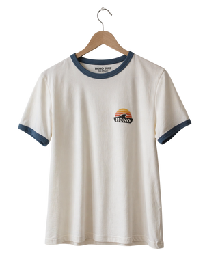 T-shirt Femme Vintage Coton Bio – Ivoire Blue Used