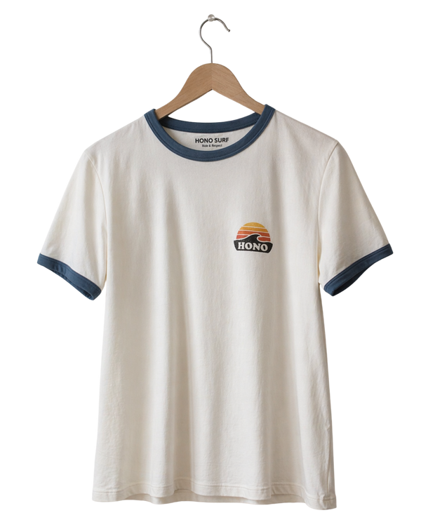 T-shirt Femme Vintage Coton Bio – Ivoire Blue Used
