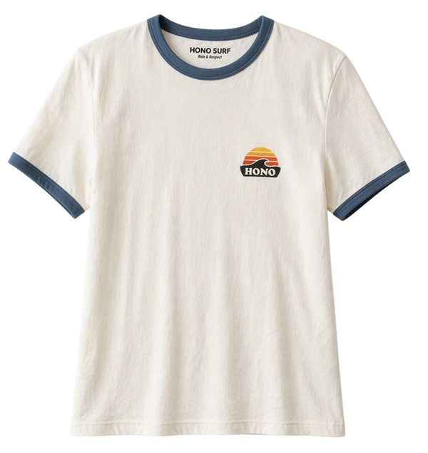 T-shirt Femme Vintage Coton Bio – Ivoire Blue Used
