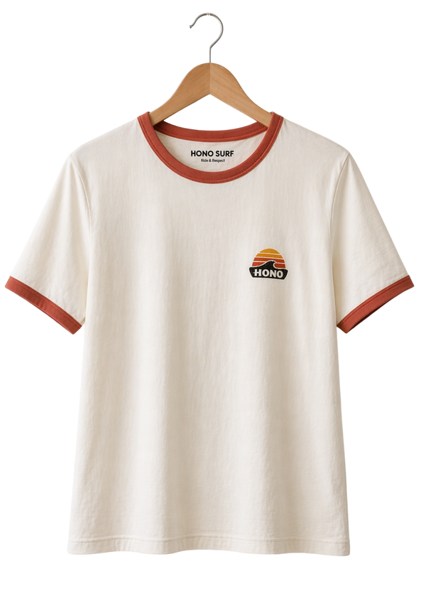 T-shirt Femme Vintage Coton Bio – Ivoire Paprika Used
