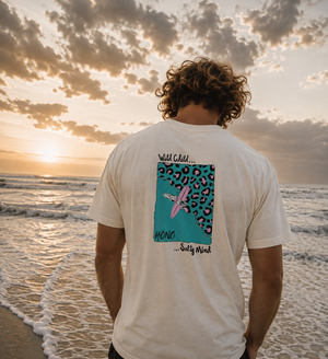 T-shirt surf art HONO Surf Français pour homme, surfwear en coton bio, mode surf durable et éthique au bord de l'océan