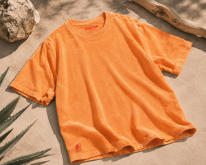 T-shirt surf éponge femme orange HONO Surf en coton bio avec logo brodé, marque de surf française éco-responsable