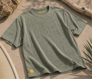 T-shirt surf éponge femme kaki HONO Surf en coton bio avec logo brodé, marque de surf française éco-responsable