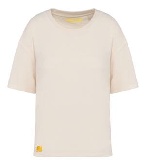 T-shirt surf femme éponge bio femme ivoire brodé jaune