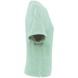 T-shirt surf femme HONO en éponge bio vert lagon, vue profil