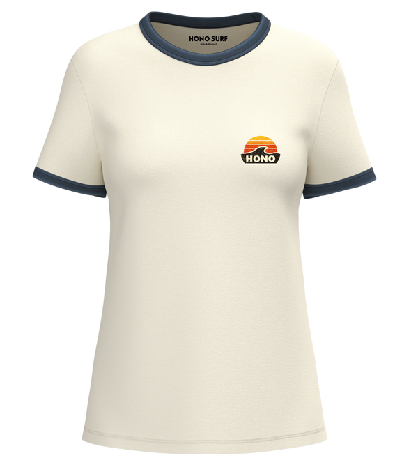 T-shirt Femme Vintage Coton Bio – Ivoire Blue Used