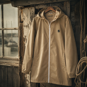 Veste imperméable recyclée beige à capuche HONO Surfwear