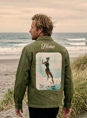 Veste Surf Worker Kaki HONO x Valérie Gourmelon – Broderie & Artwork