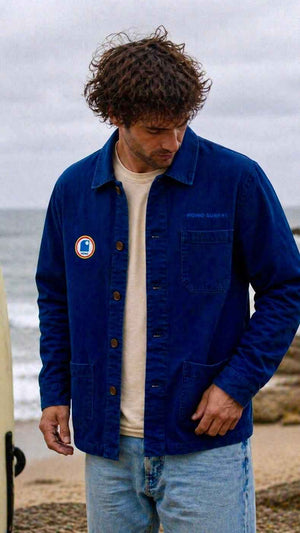 Veste atelier brodée  bleu indigo